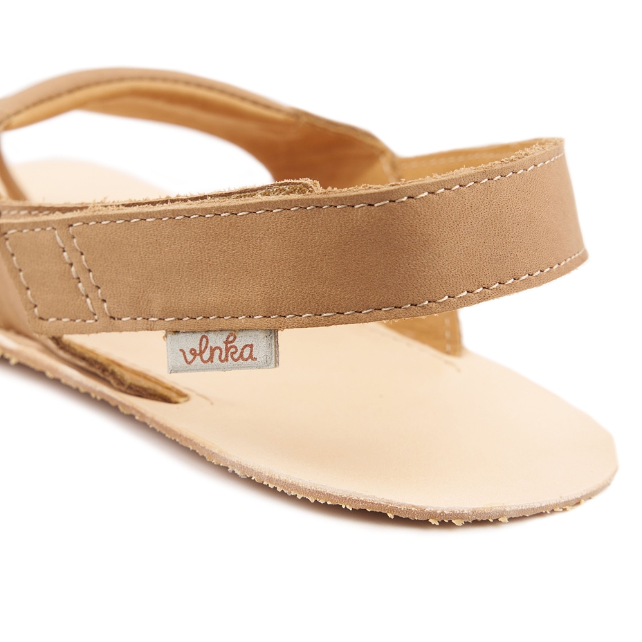 Sandales barefoot en cuir Elen pour femmes, marron clair