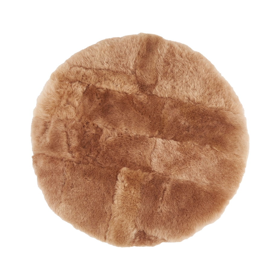 Coussin de siège en cuir de mouton, rond, marron