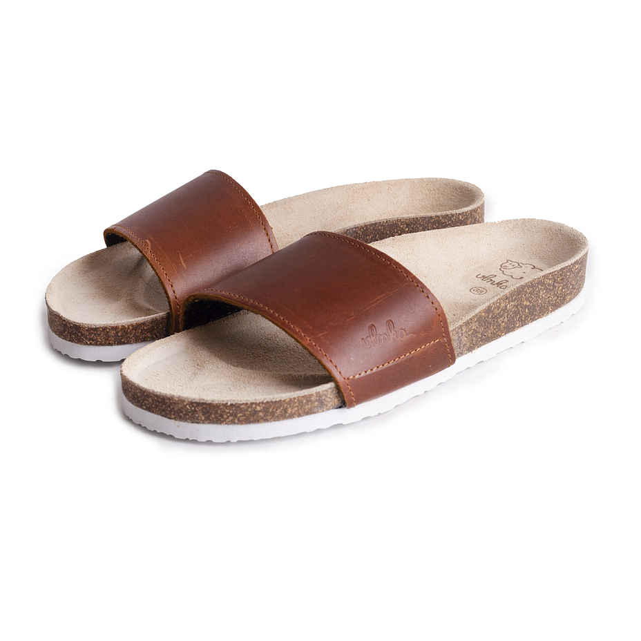 Claquettes anatomiques en liège pour femmes Mules, marron