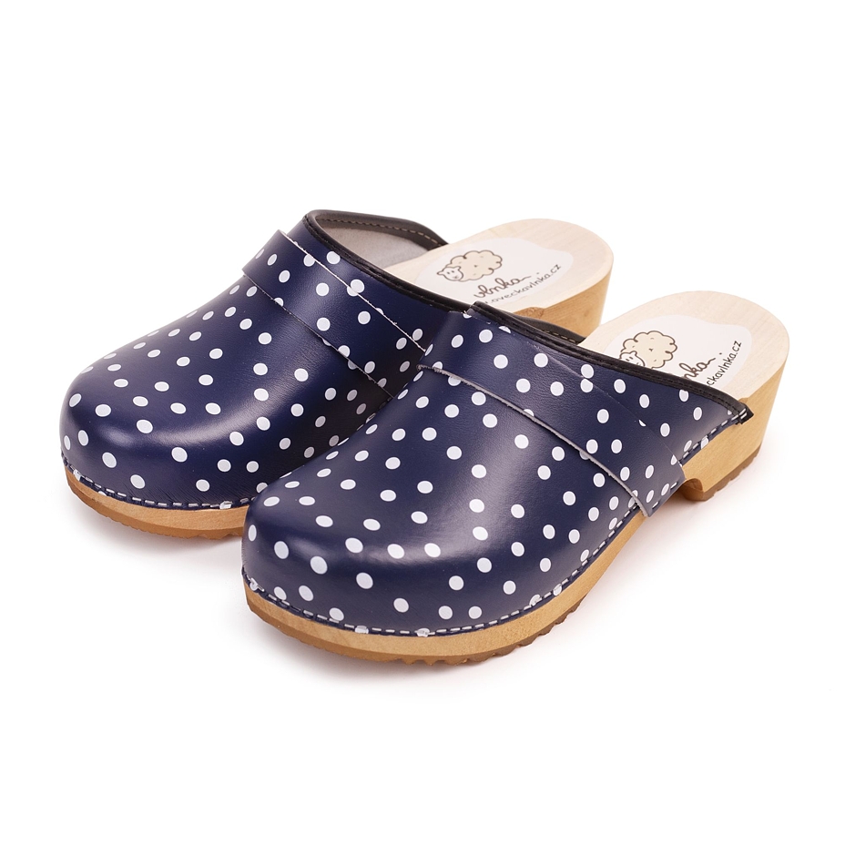 Sabots anatomiques pour femmes, bleu à pois
