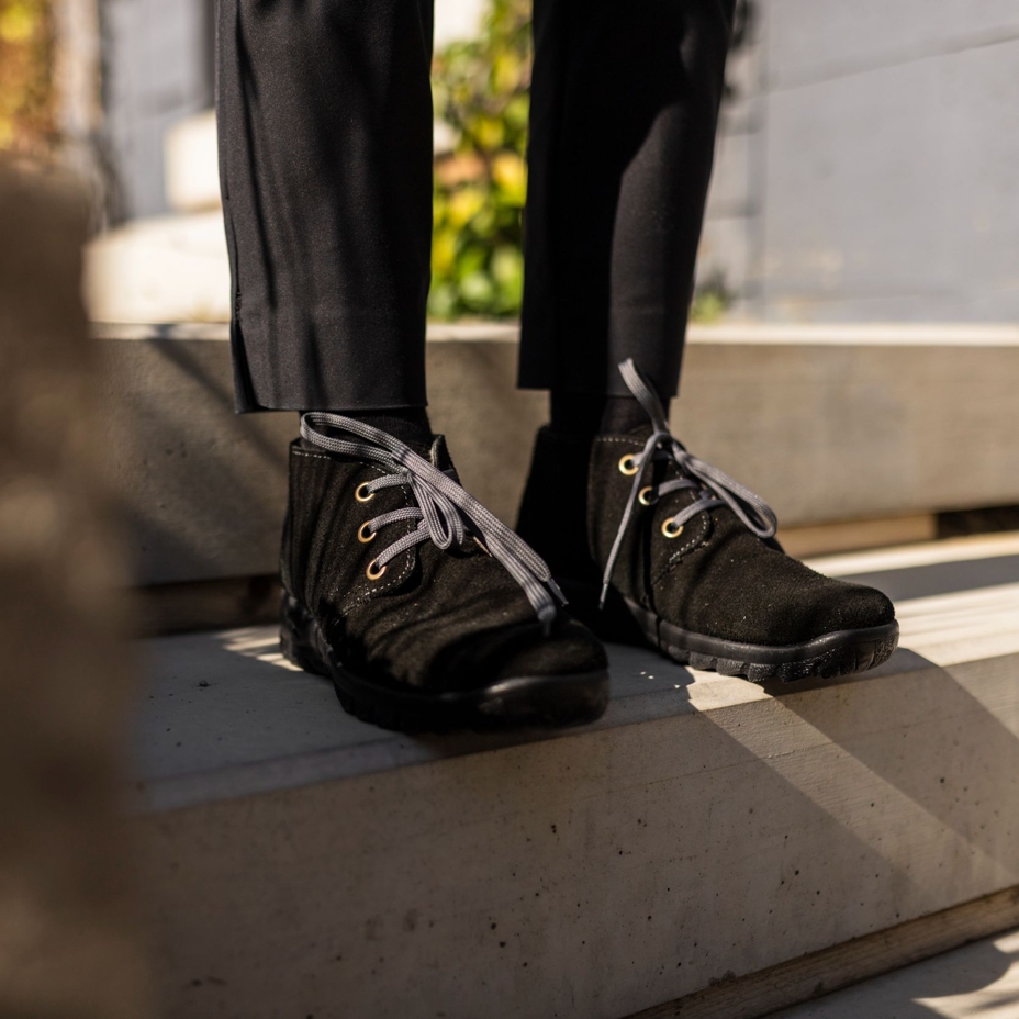 Bottines en cuir avec le feutre de laine pour femmes Blanka, noir