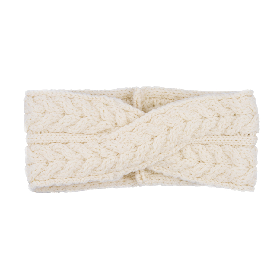 Bandeau croisé en laine mérinos Supersoft, naturel