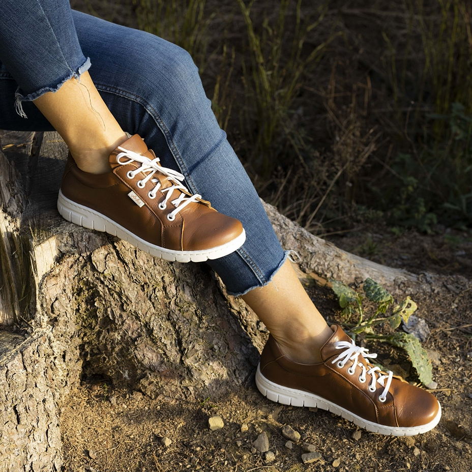 Tennis en cuir Nina pour femme, marron