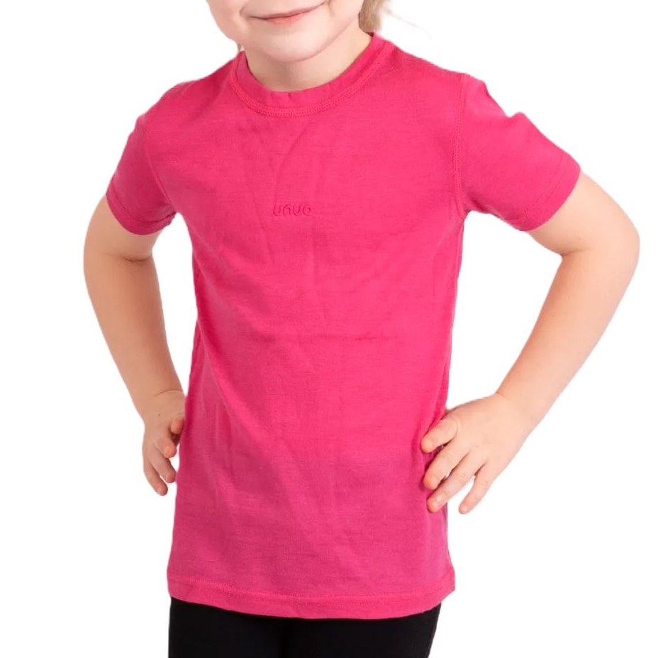 T-shirt à manches courtes en mérinos pour enfants, rose