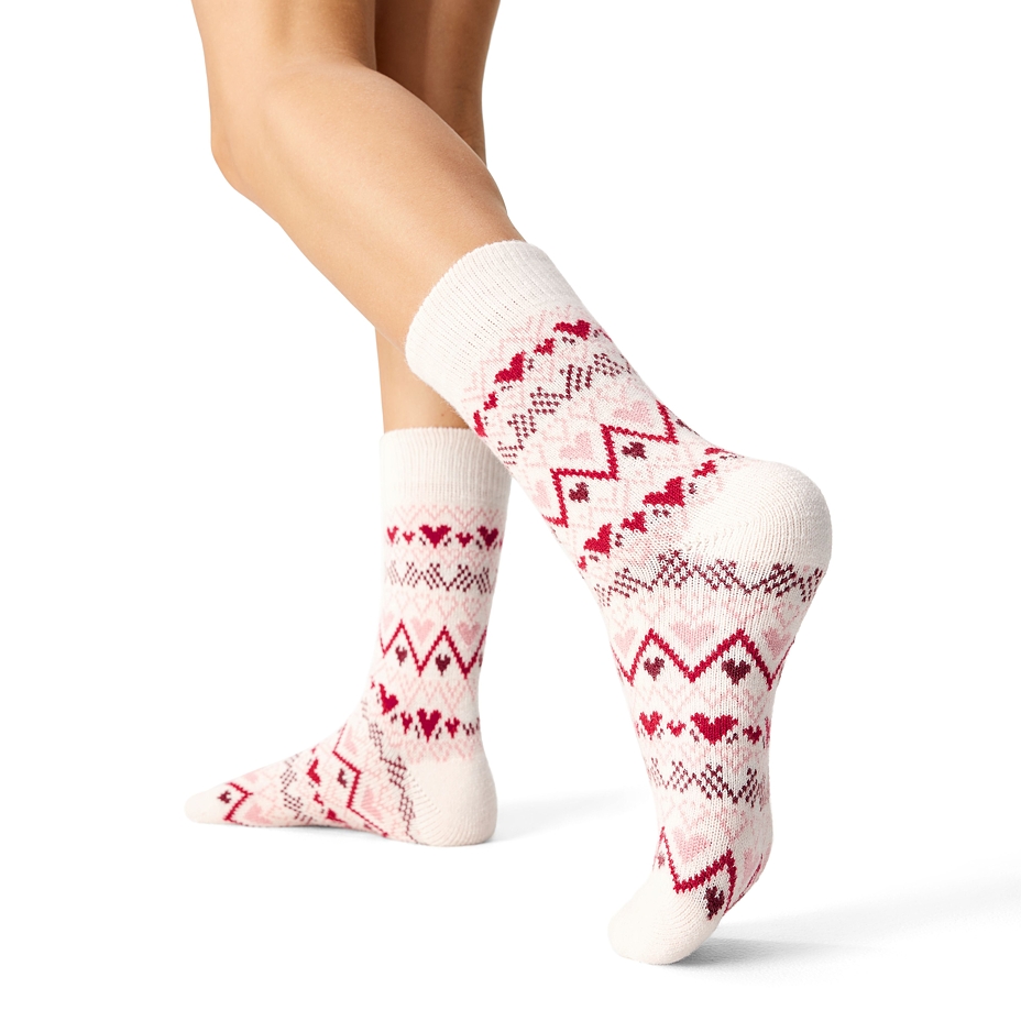 Chaussettes en laine de mouton mérinos, Cœur, naturel