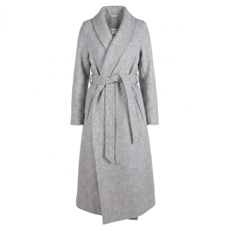 Manteau de laine enveloppant, gris clair