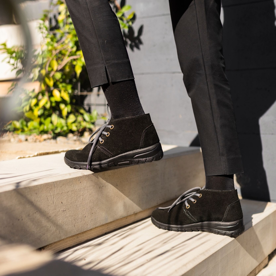Bottines en cuir avec le feutre de laine pour femmes Blanka, noir