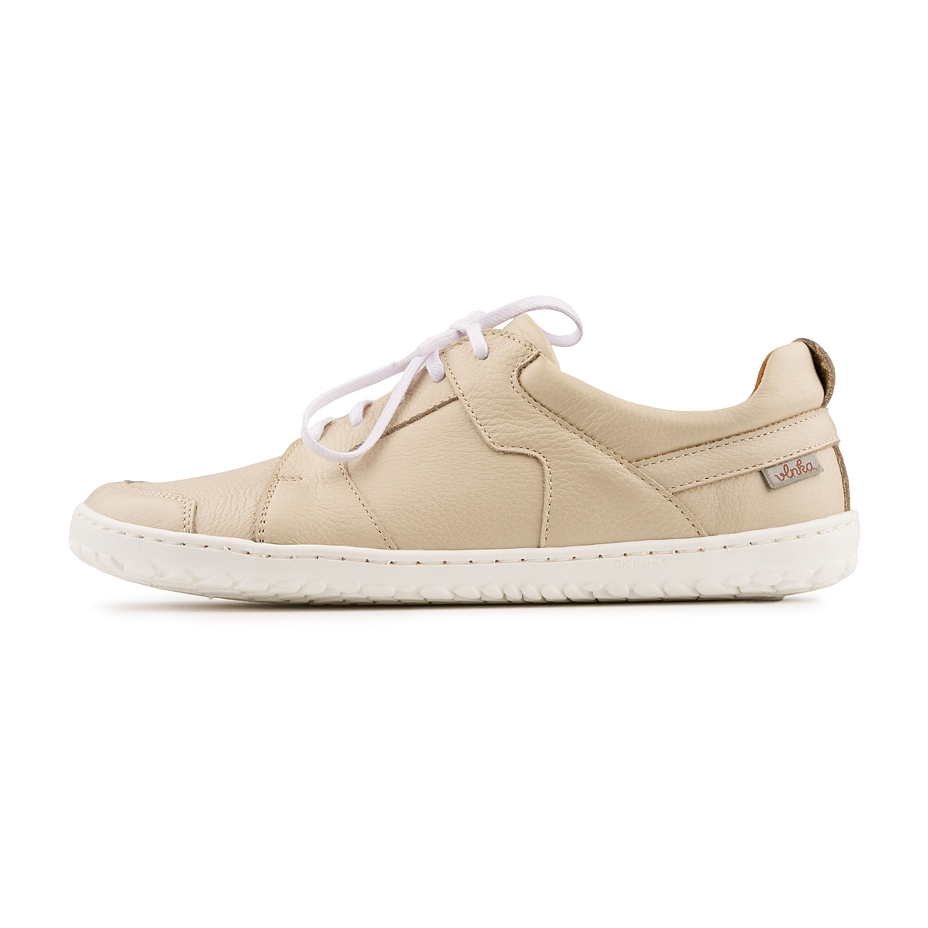 Tennis barefoot Sacha en cuir, beiges