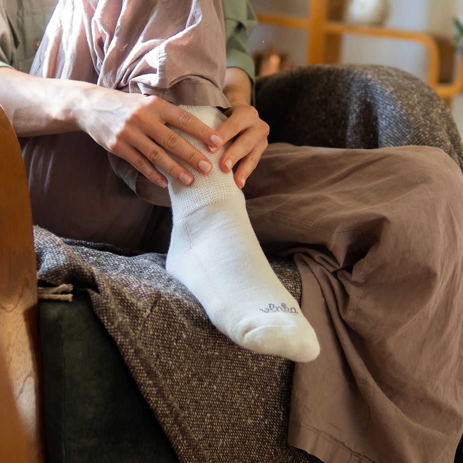 2 paires chaussettes sibériennes en Merino blanches