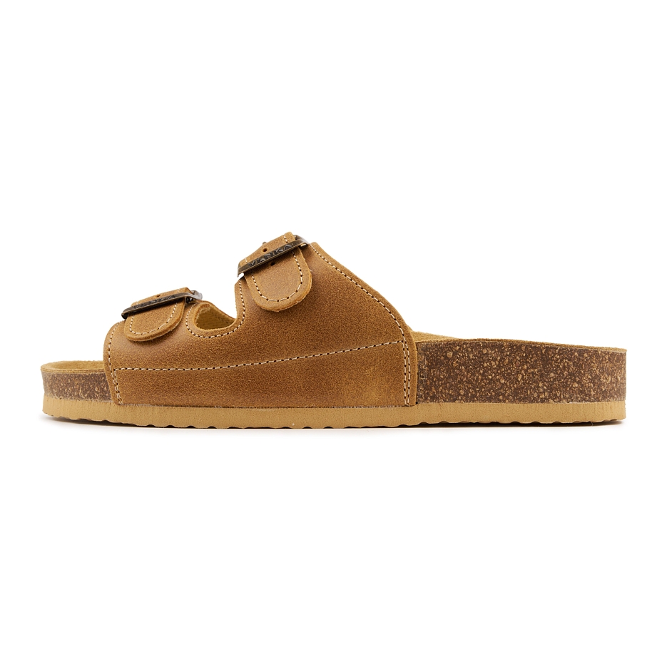 Claquettes anatomiques en liège pour femmes Linda, beige