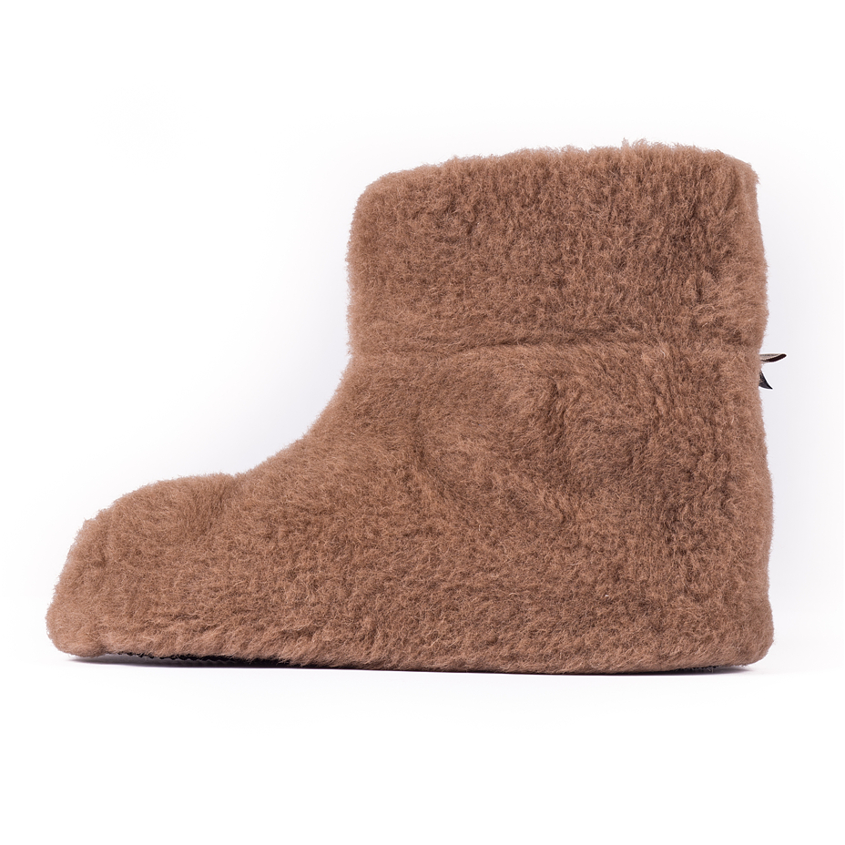 Chaussons de télévision en laine de mouton, marron
