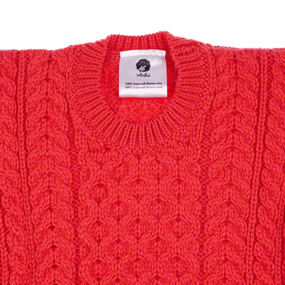 Pull en laine tricotée pour enfants S14 rouge