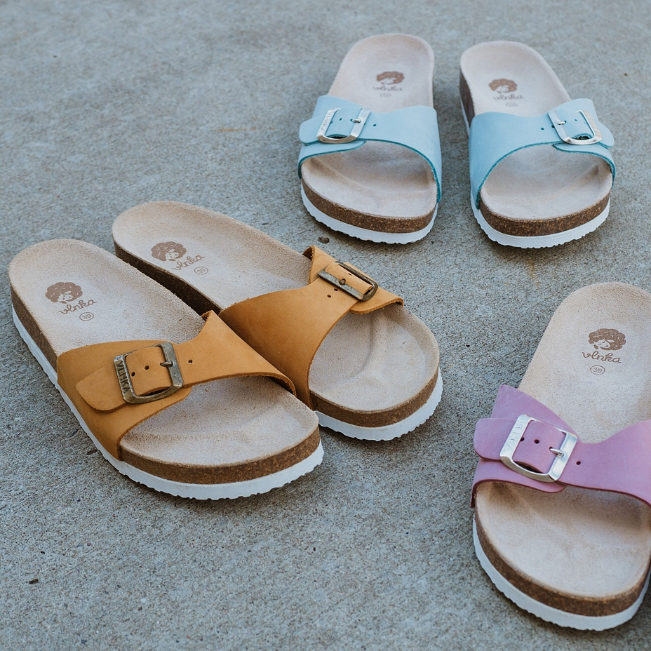 Claquettes anatomiques en liège pour femmes « Laura » beige