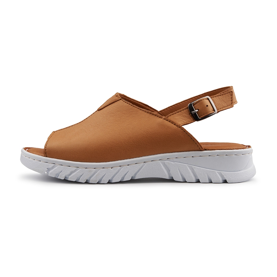 Sandales compensées en cuir pour femme Aneta, marron