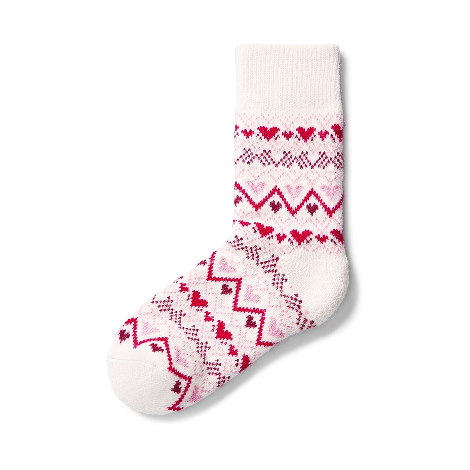 Chaussettes en laine de mouton mérinos, Cœur, naturel