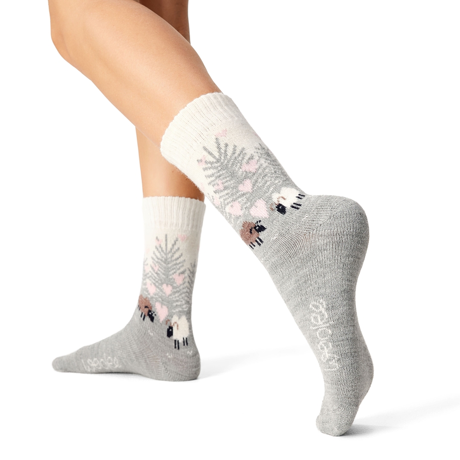 Chaussettes en laine de mouton mérinos, Amour, grises