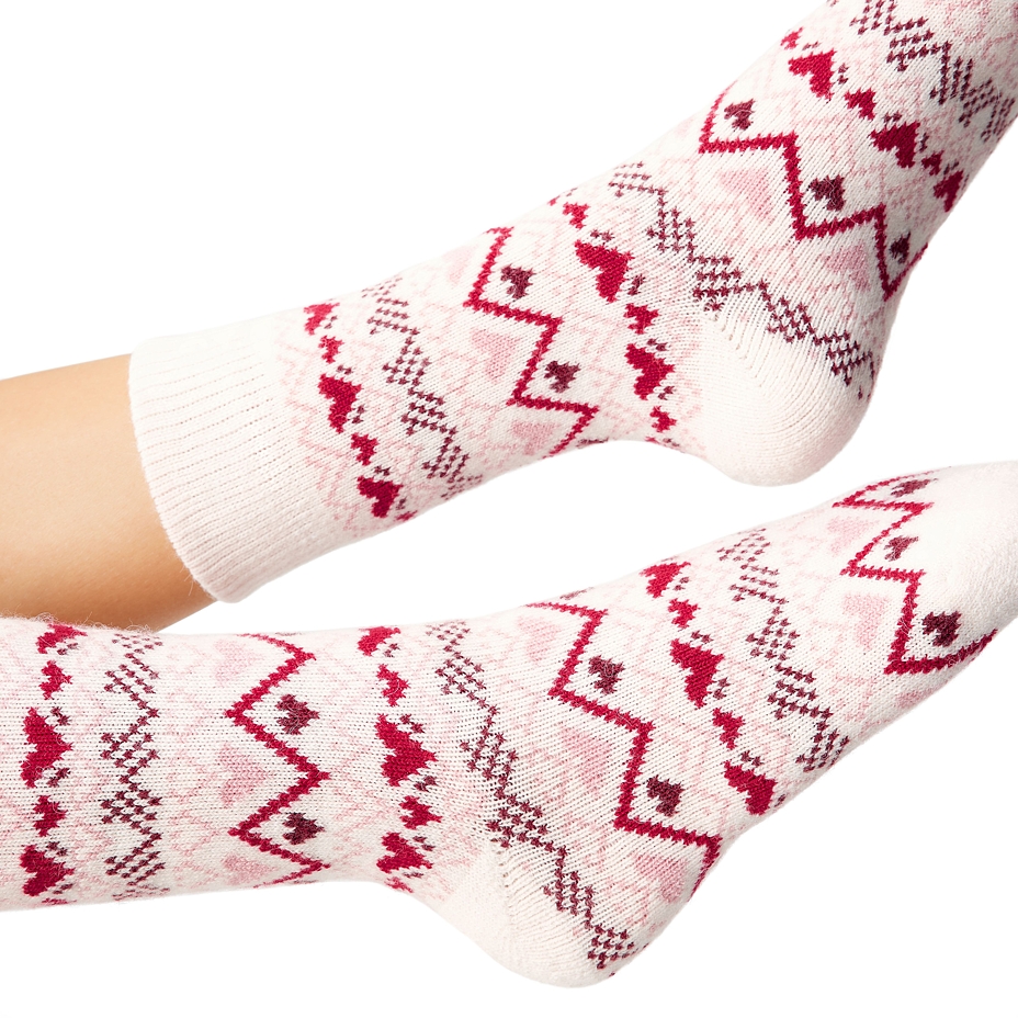Chaussettes en laine de mouton mérinos, Cœur, naturel