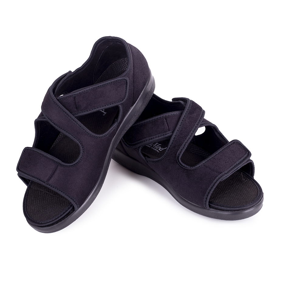Chaussure médicale ouverte à large ouverture, noire