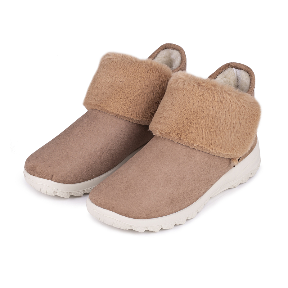 Bottines femme avec laine de mouton Bara, marron clair