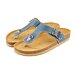 Claquettes en cuir pour femme sur semelle en liège Lea, bleu