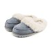 Pantoufles en cuir et laine de mouton pour femmes Vanesa, bleu