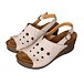 Sandales compensées  en cuir à talons pour femmes « Valerie » beige