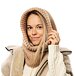 Capuche en laine mérinos tricotée Supersoft Alvear, beige